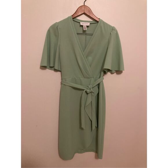 Donna Morgan Women's Crepe Faux Wrap Dress - Picture 2 of 5